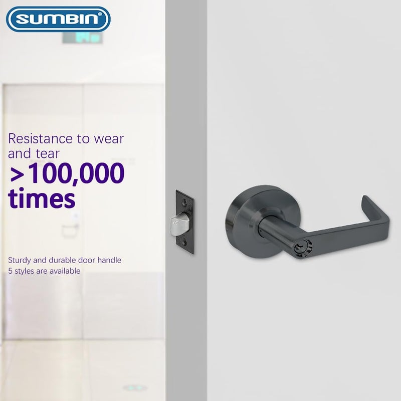 SUMBIN Grade 2 Commercial Heavy Duty Entry Door Lever Lockset, ADA, Matt Black Finish - Image 3